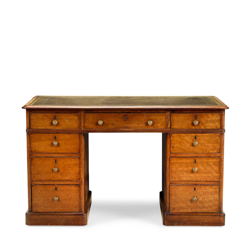 A Regency mahogany and fiddleback mahogany pedestal desk by Gillows Circa 1815 - 5