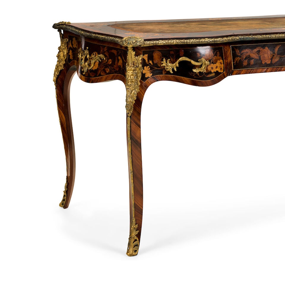 An early Victorian gilt bronze mounted kingwood, ebonised, green stained sycamore and fruitwood ... - 2