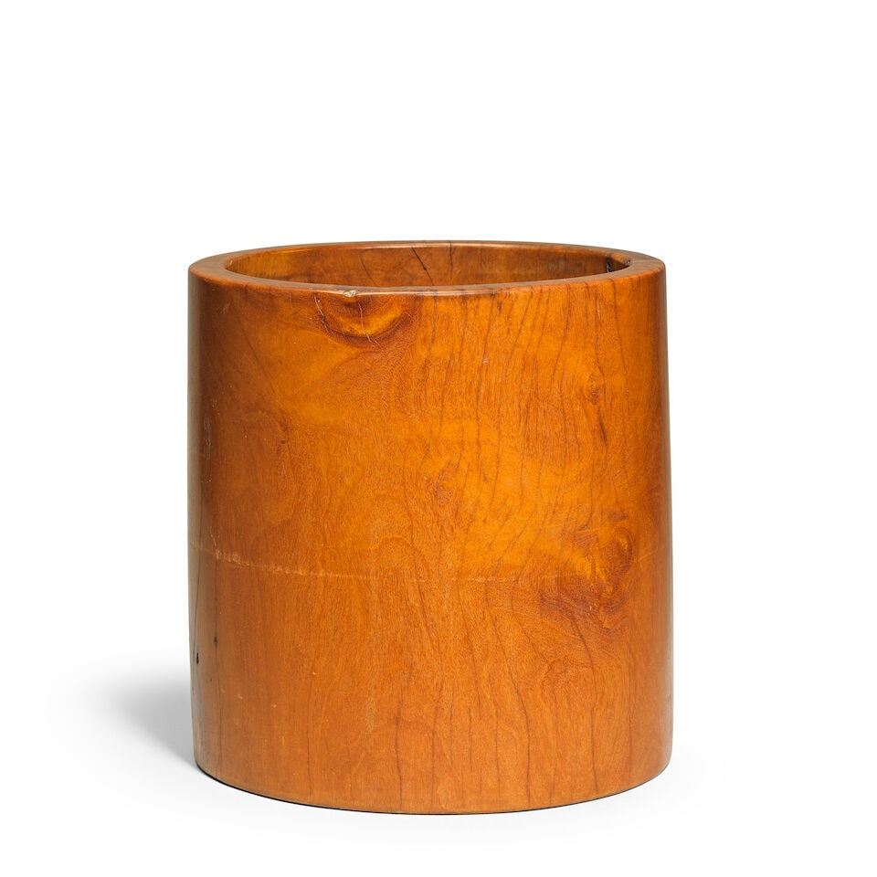 A large Chinese Hongmu brush pot or Bitong 20th century: A large Chinese Hongmu brush pot or Bitong 20th century Of cylindrical form, richly grained and patterned, 24cm (9 1/2in) high. Footnotes: Provenance: A UK private collection acquired circa