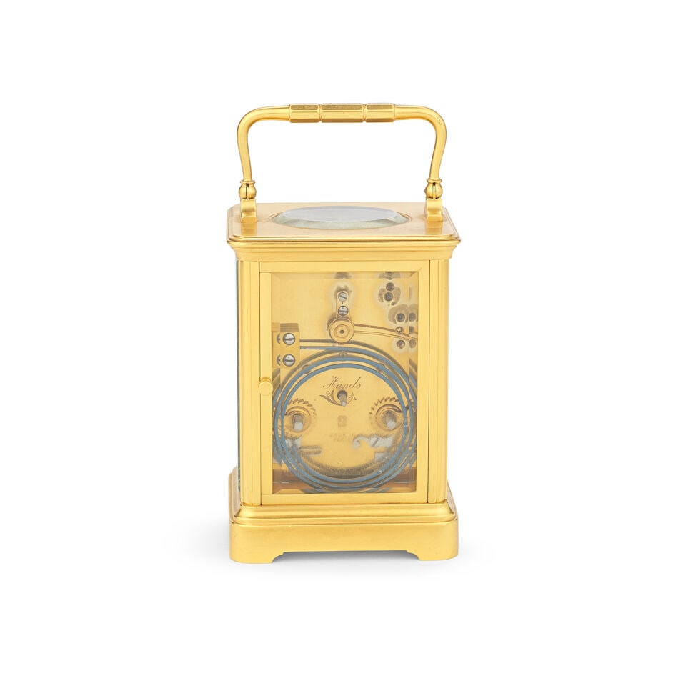 A Late 19th century French brass striking and repeating carriage clock Henri Jacot, Paris - 2