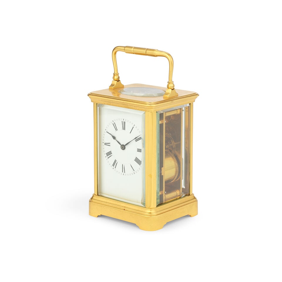 A Late 19th century French brass striking and repeating carriage clock Henri Jacot, Paris - 3