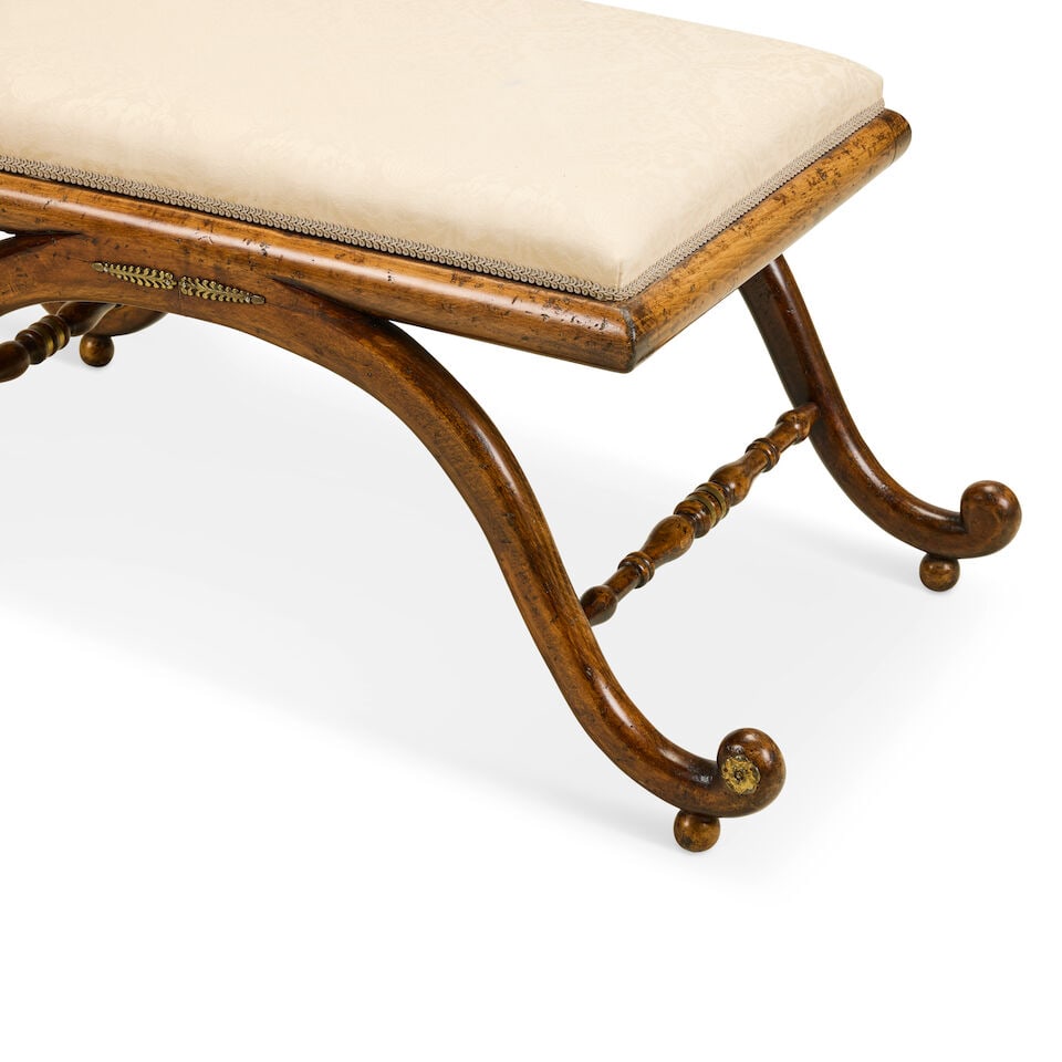 A pair of stained beech x-frame low seats or stools In the Regency style (2) - 2
