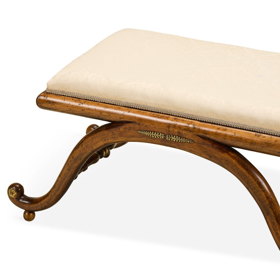 A pair of stained beech x-frame low seats or stools In the Regency style (2) - 3