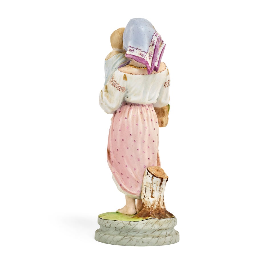A porcelain group of a girl and a childGardner Factory, Moscow, late 19th - early 20th century - 2