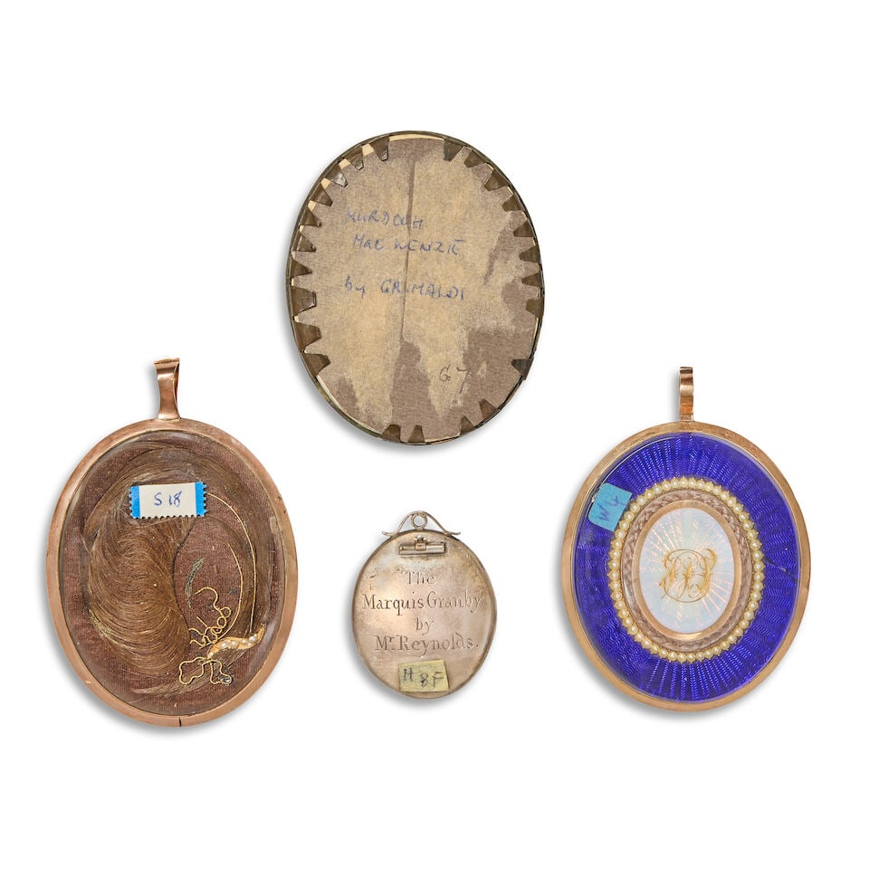 Four oval ivory portrait miniatures of gentleman, the first attributed to William Wood (English,... - 2