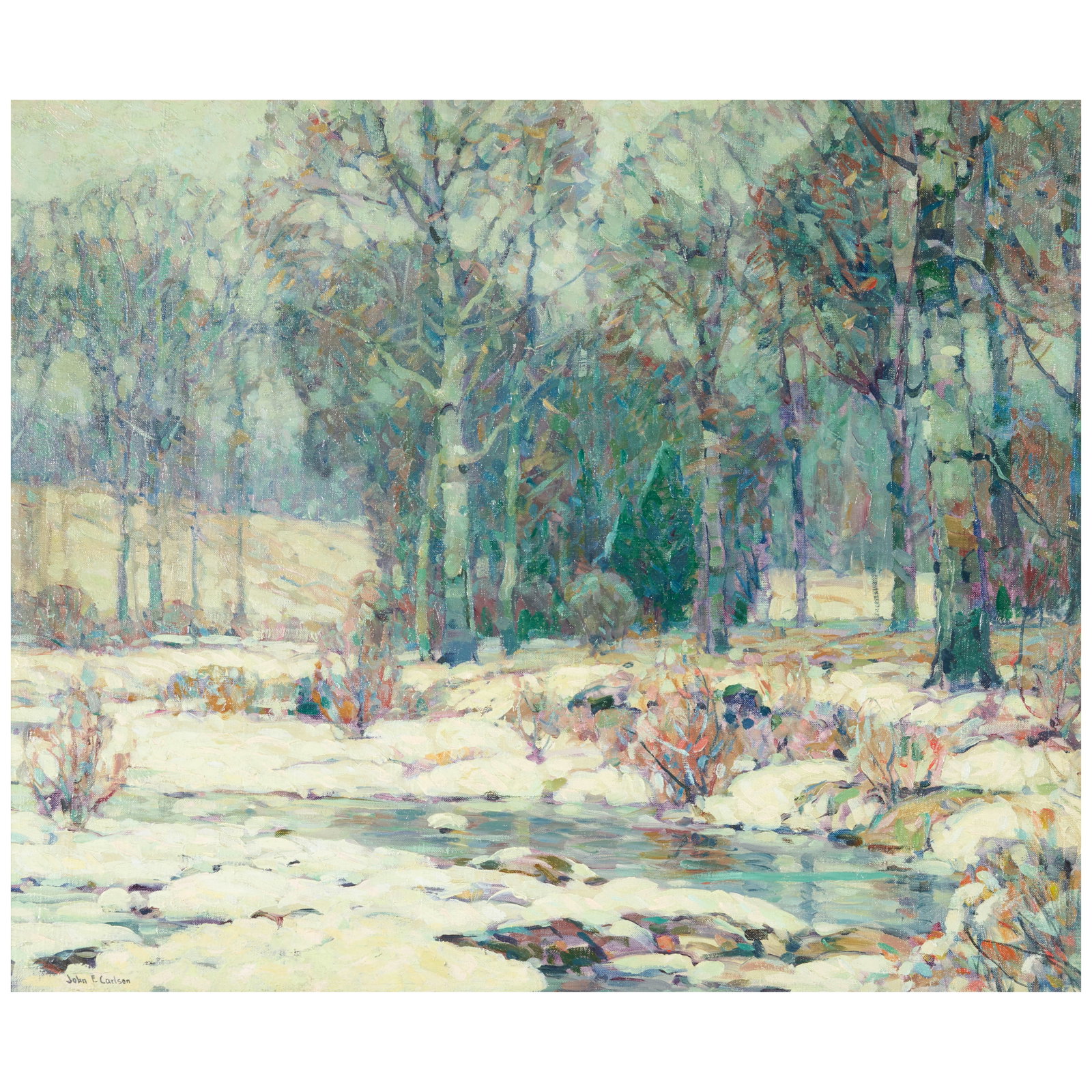 JOHN FABIAN CARLSON (1875-1945) Snowy Streamside 25 x 30 in. (62.5 x 76.2 cm.) (1 of 1)
