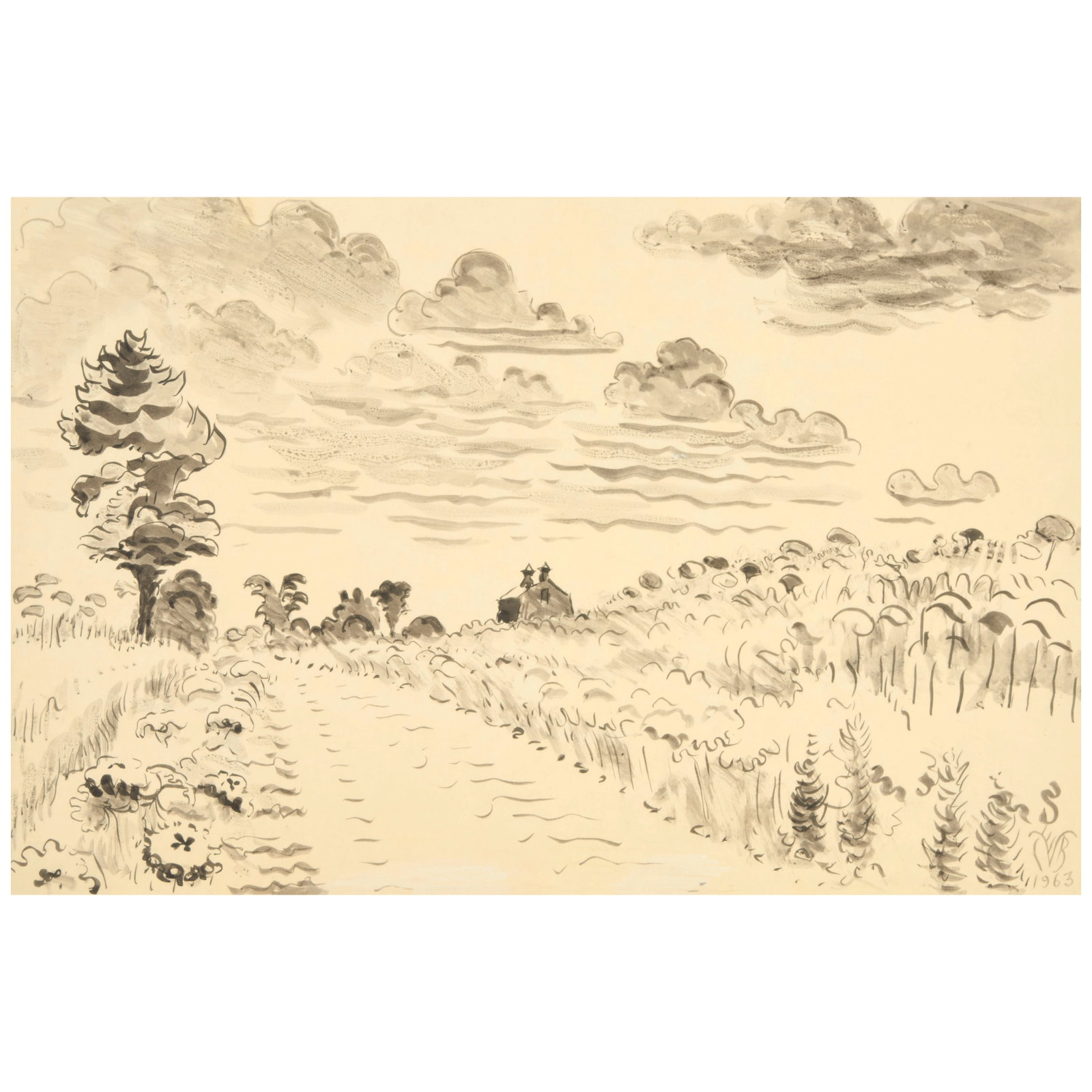CHARLES EPHRAIM BURCHFIELD (1893-1967) Study for 'Country Road in August' sheet 11 x 17 in. (27.... (1 of 1)