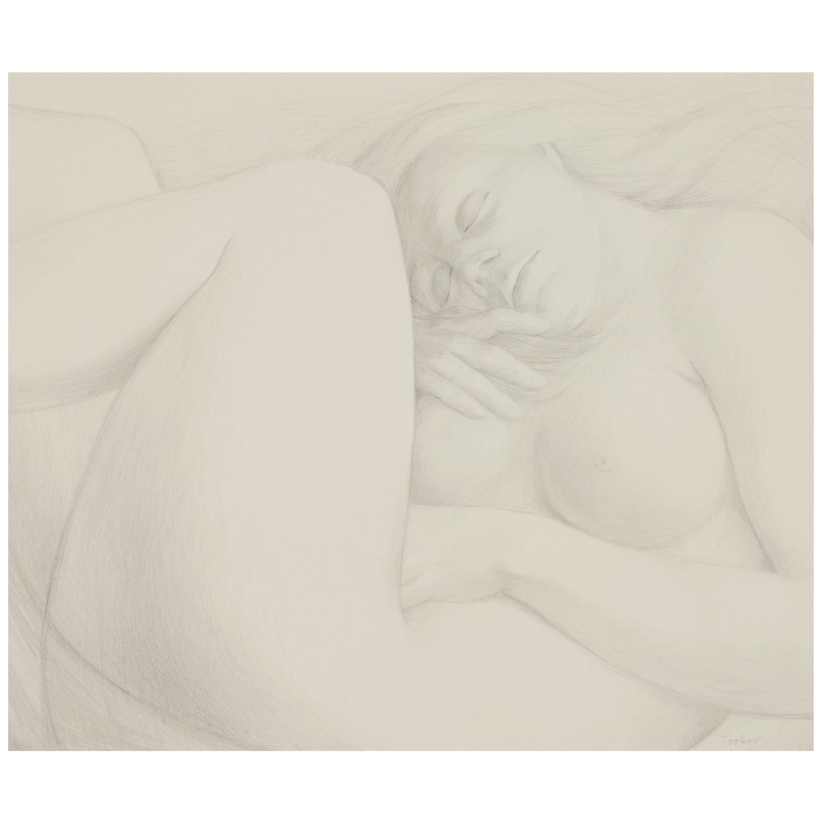 GEORGE TOOKER (1920-2011) Untitled (Sleeping Nude) sight 14 3/4 x 17 1/2 in. (37.4 x 44.4 cm.) (...: GEORGE TOOKER (1920-2011) Untitled (Sleeping Nude) signed 'Tooker' (lower right) graphite on paper sight 14 3/4 x 17 1/2 in. (37.4 x 44.4 cm.) Executed circa 1973. Footnotes: Provenance Fra