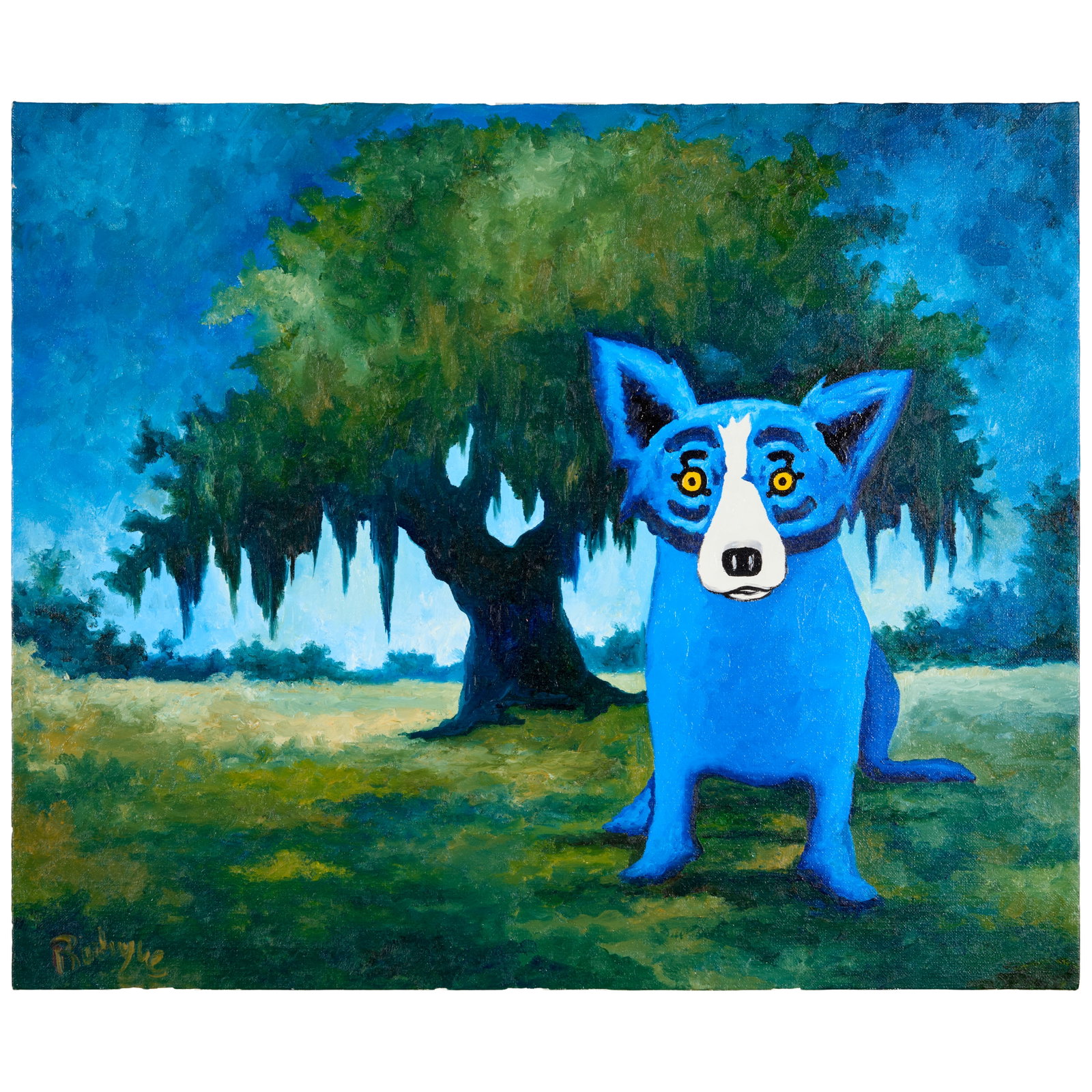 GEORGE RODRIGUE (1944-2013) Blue Dog and an Oak Tree 20 x 24 in. (50.8 x 60.9 cm.) (Painted in 1... (1 of 1)