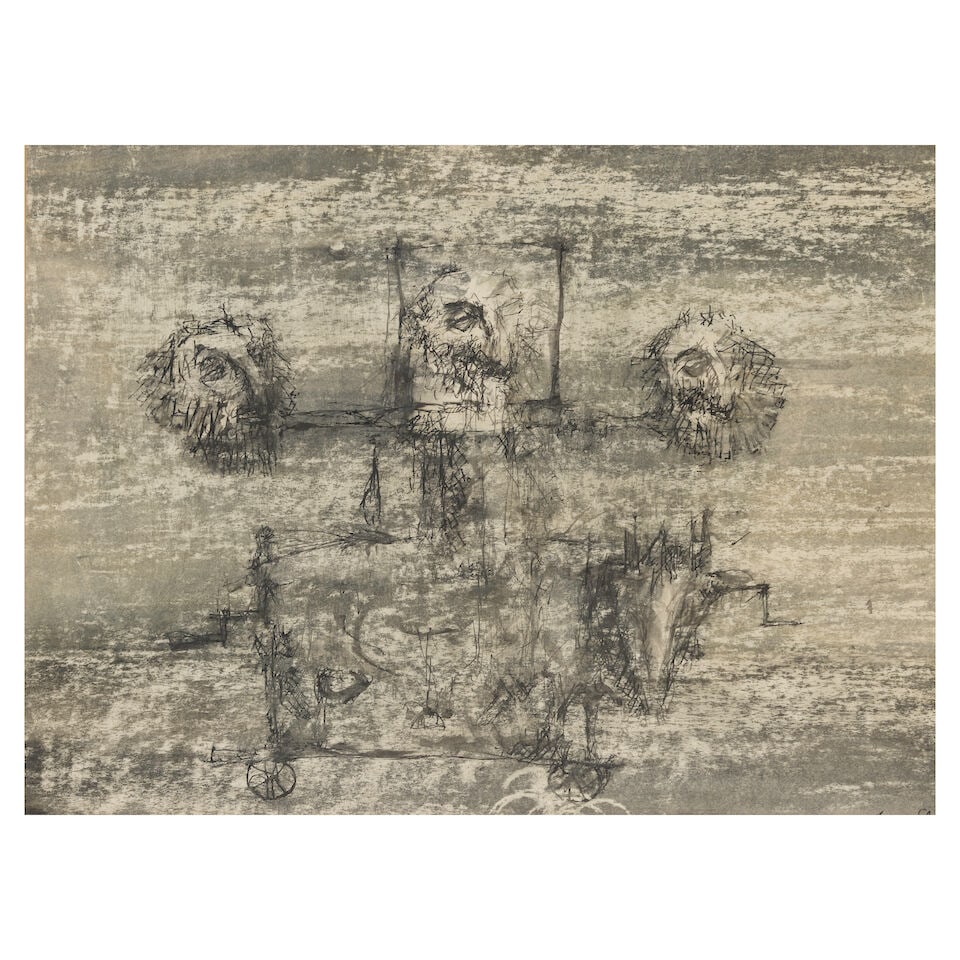 Dmitry Borisovitch Lion (1925-1993) La machine humaine/ The Human Machine (signed in Cyrillic an...: Dmitry Borisovitch Lion (1925-1993) La machine humaine/ The Human Machine signé en cyrillique et daté « 59 » (en bas à droite) encre et technique mixte sur papier 55 x 42cm (2