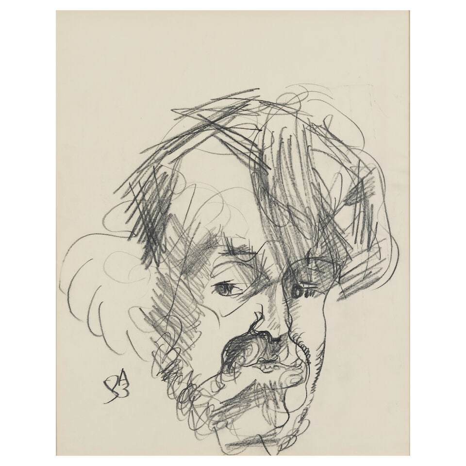Anatoly Zverev (Russian, 1931-1986) Autoportrait/ Self-Portrait (signed with Cyrillic initials a...: Anatoly Zverev (Russian, 1931-1986) Autoportrait/ Self-Portrait signé des initiales en caractères cyrilliques et daté « 83 » (en bas à gauche) crayon sur papier 60 x 48cm
