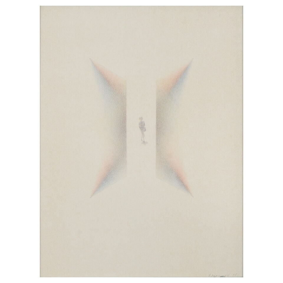 Oleg Vassiliev (Russian, 1931-2013) Substitutions, lignes complétées/ Substitutions, c...: Oleg Vassiliev (Russian, 1931-2013) Substitutions, lignes complétées/ Substitutions, completed lines signé en cyrillique et daté « 85 » (en bas à droite) crayons de 