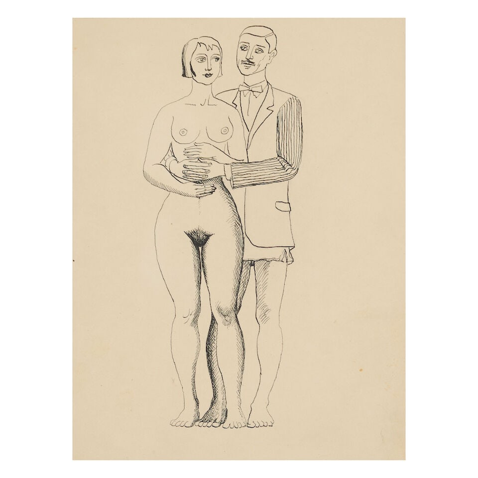Ülo Sooster (Estonian, 1924-1970) Un couple/ A couple (ink on paper): Ülo Sooster (Estonian, 1924-1970) Un couple/ A couple encre sur papier 27 x 20.5cm (10 5/8 x 8 1/16in). ink on paper Footnotes: Provenance Acquired directly from the artist in Moscow Collection o