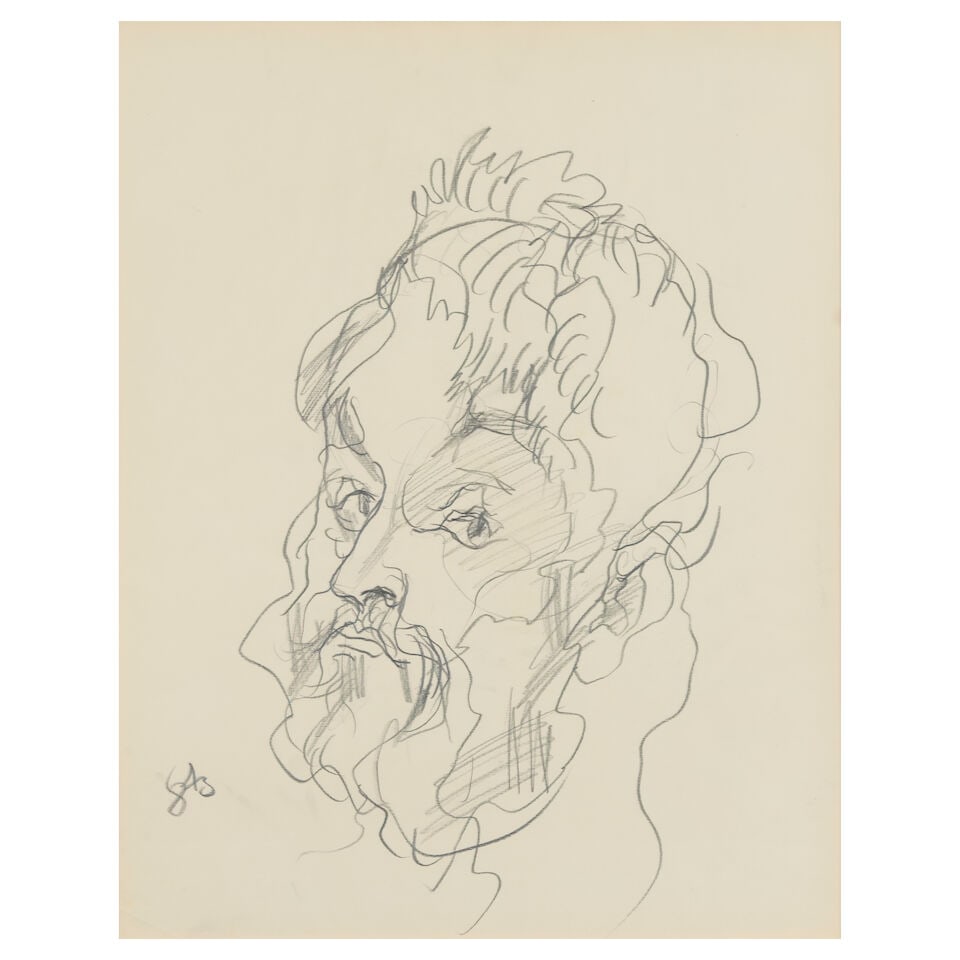 Anatoly Zverev (Russian, 1931-1986) Autoportrait/ Self-Portrait (signed with Cyrillic initials ... (1 of 2)