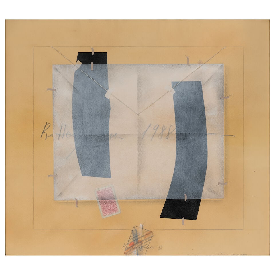 Vladimir Nemukhin (Russian, 1925-2016) L'enveloppe/ The Envelope (signed twice in Cyrillic and d... (1 of 1)