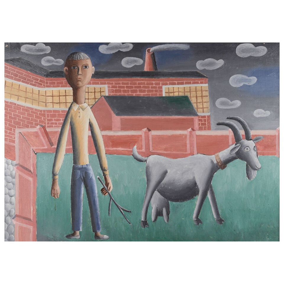 Arkadi Petrov (Russian, born 1940) Garçon avec une chèvre/ A boy with a goat, circa 19... (1 of 2)