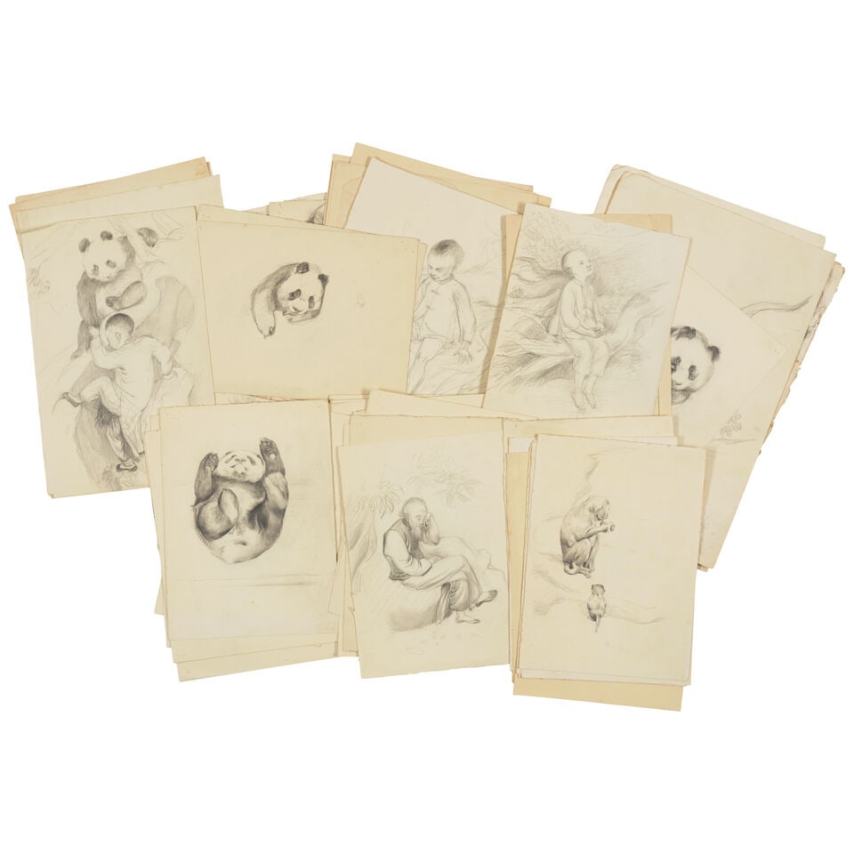 CHIANG YEE (JIANG YI, 1903-1977) Panda and Monkey Sketches - 2