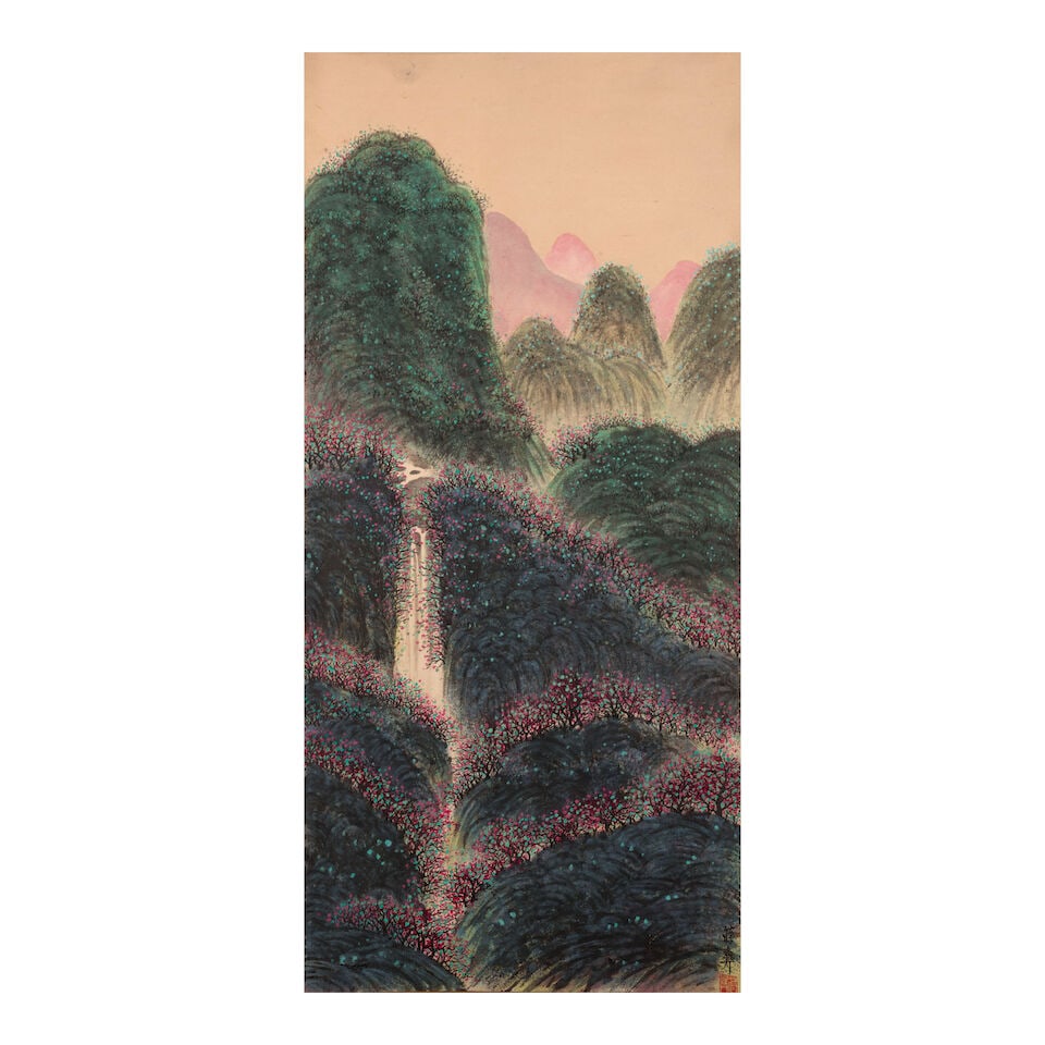 CHIANG YEE (JIANG YI, 1903-1977) Landscapes: CHIANG YEE (JIANG YI, 1903-1977) Landscapes Two hanging scrolls, ink and color on paper, the first a horizontal composition, signed Jiang Yi with an artist's seal; the second a vertical composition,