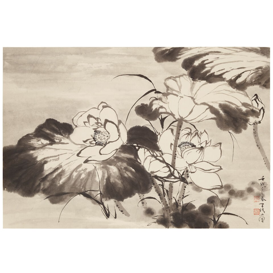ZHANG SHOUCHENG (1918-2013) Bird and Orchid/Ink Lotus, 1982 (2) - 2