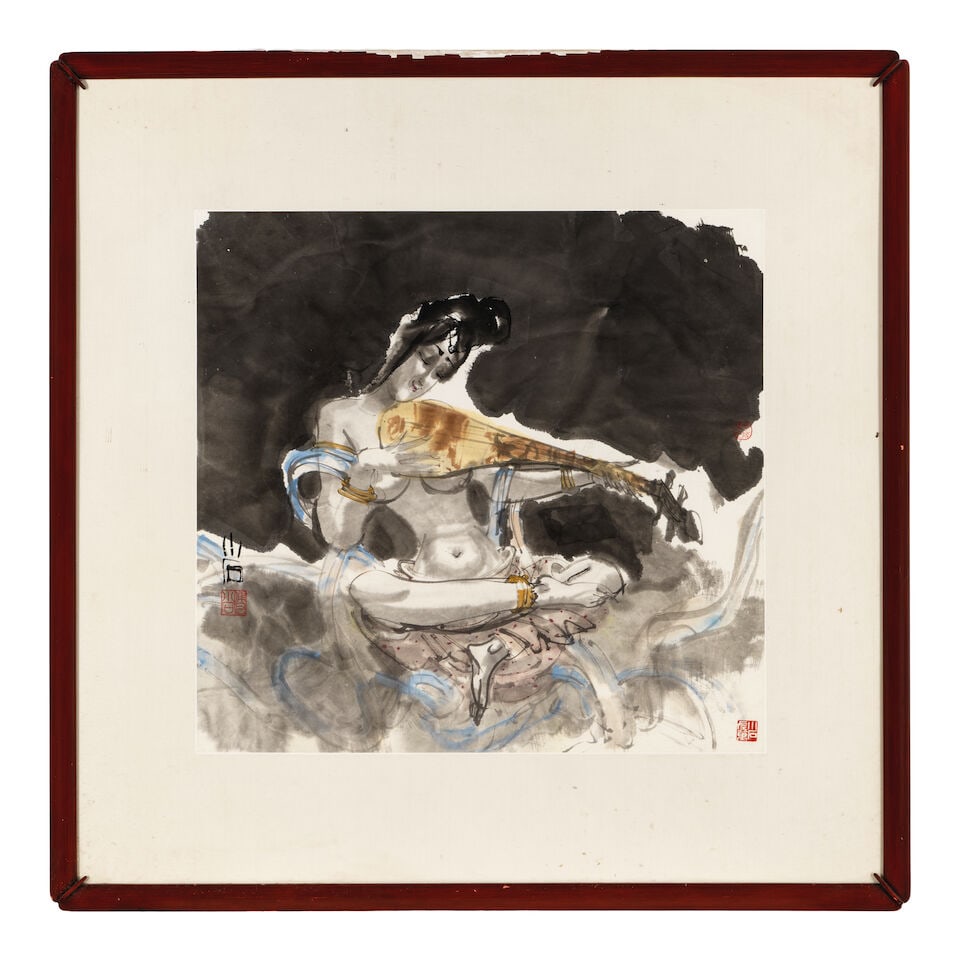 FU XIAOSHI (1932-2016) An Apsara Playing Pipa - 2