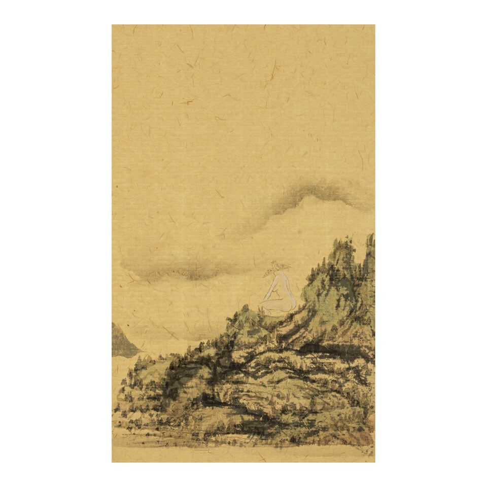 CHAI YIMING (BORN 1965) Mythological Nudes in Landscapes, 1986: CHAI YIMING (BORN 1965) Mythological Nudes in Landscapes, 1986 Album of fifteen leaves, ink and light color on paper, with a sixteenth leaf signed Yiming and dated bingyin with an artist's seal. 8