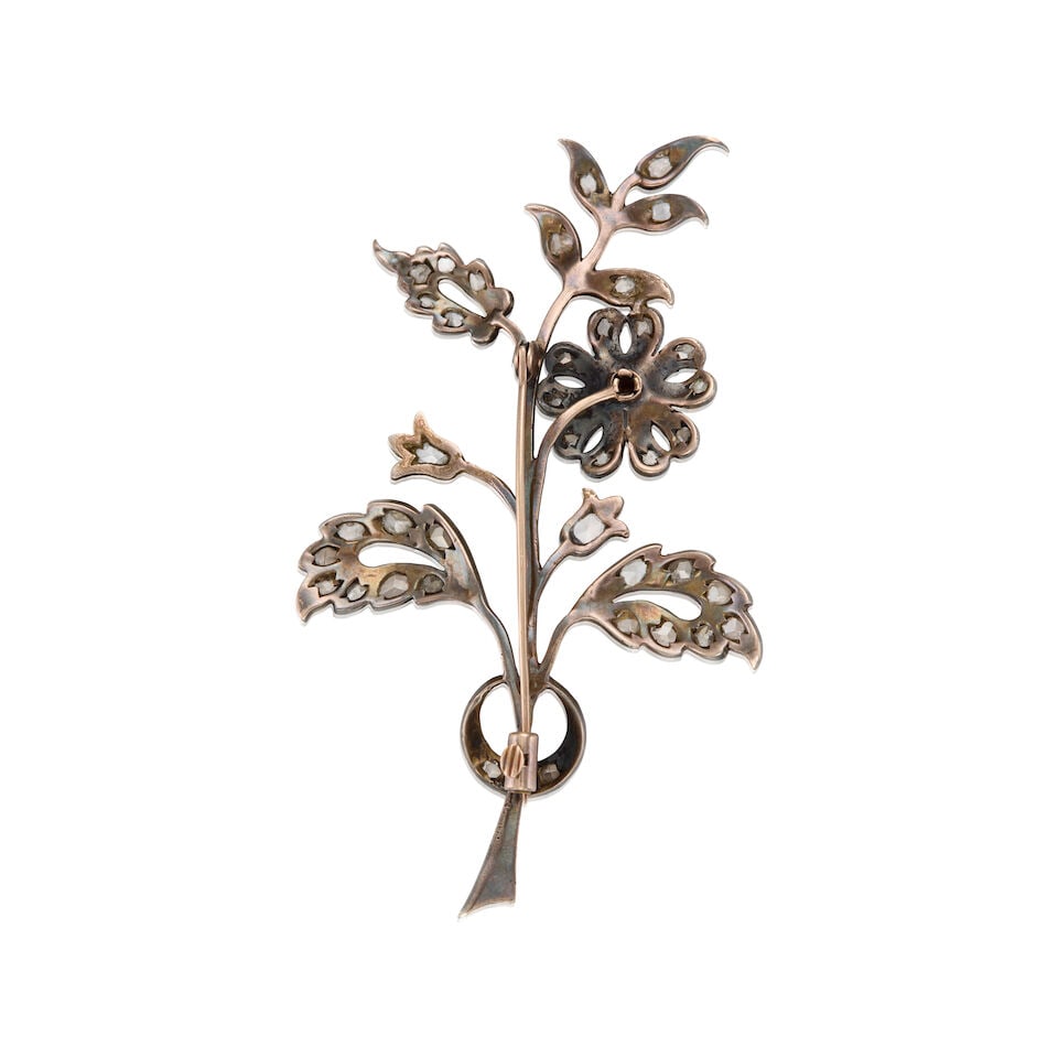 ANTIQUE SILVER AND DIAMOND BROOCH - 2