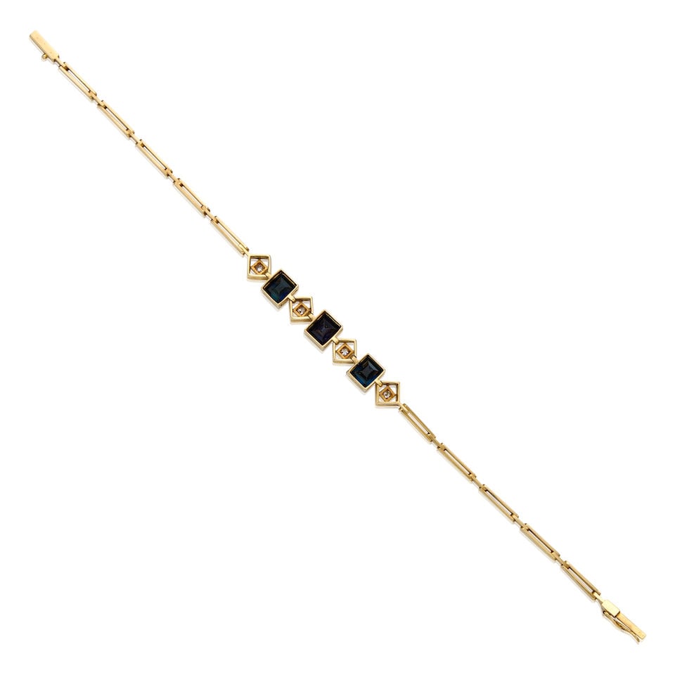ANTIQUE SAPPHIRE AND DIAMOND BRACELET - 2