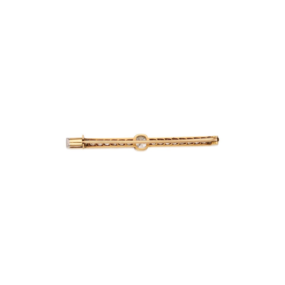 ANTIQUE DIAMOND BAR PIN BROOCH - 2