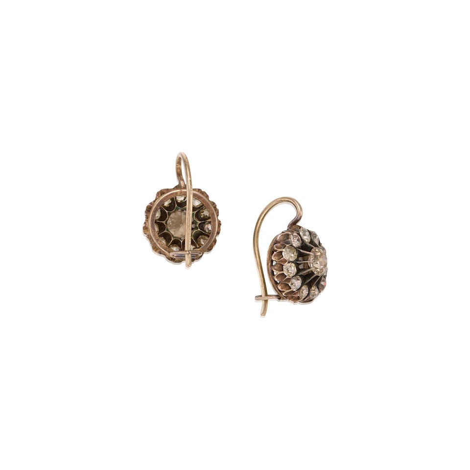 ANTIQUE 9K WHITE GOLD AND DIAMOND EARRINGS - 3