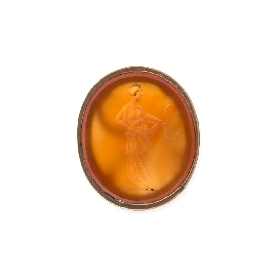ANTIQUE 10K GOLD AND CARNELIAN WATCH FOB - 3
