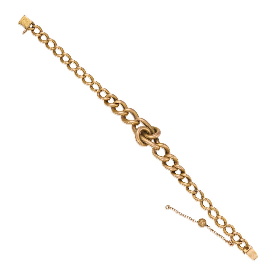 ANTIQUE 14K GOLD AND DIAMOND KNOT MOTIF BRACELET - 2