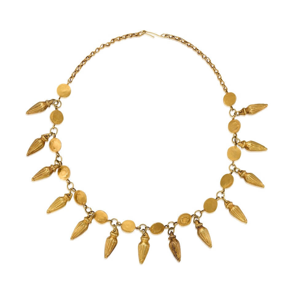 ANTIQUE 16K YELLOW GOLD AND GARNET NECKLACE - 2