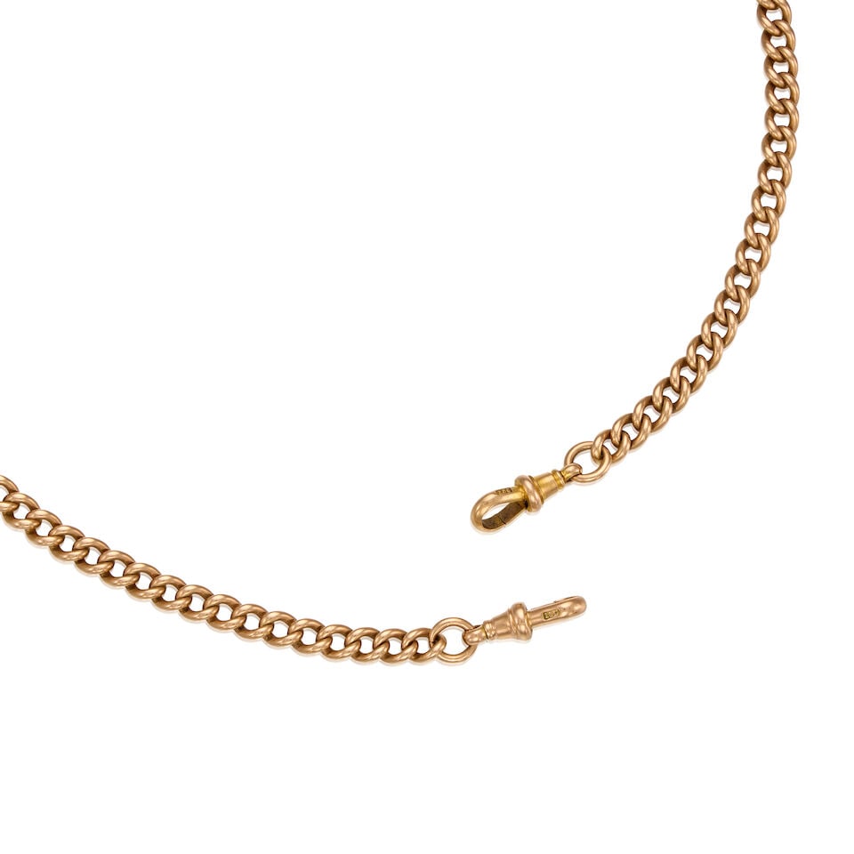 ANTIQUE 15K YELLOW GOLD WATCH CHAIN - 2