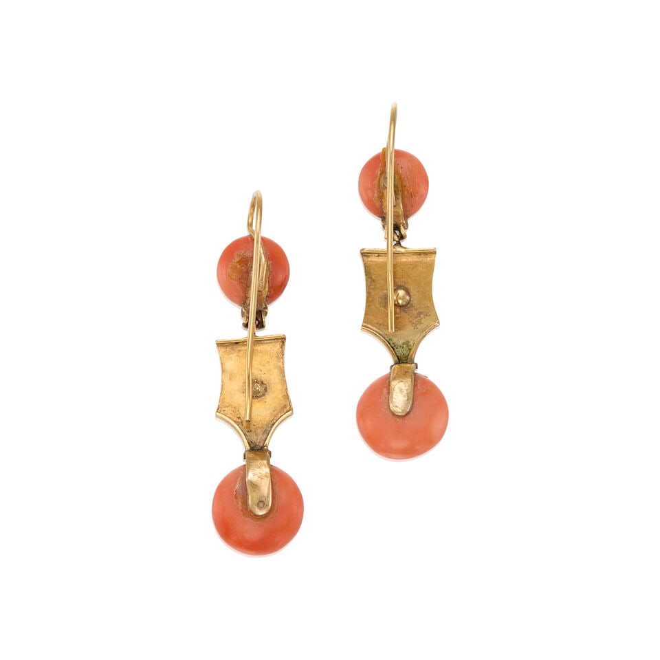 ANTIQUE GOLD AND CORAL EARRIGNS - 2