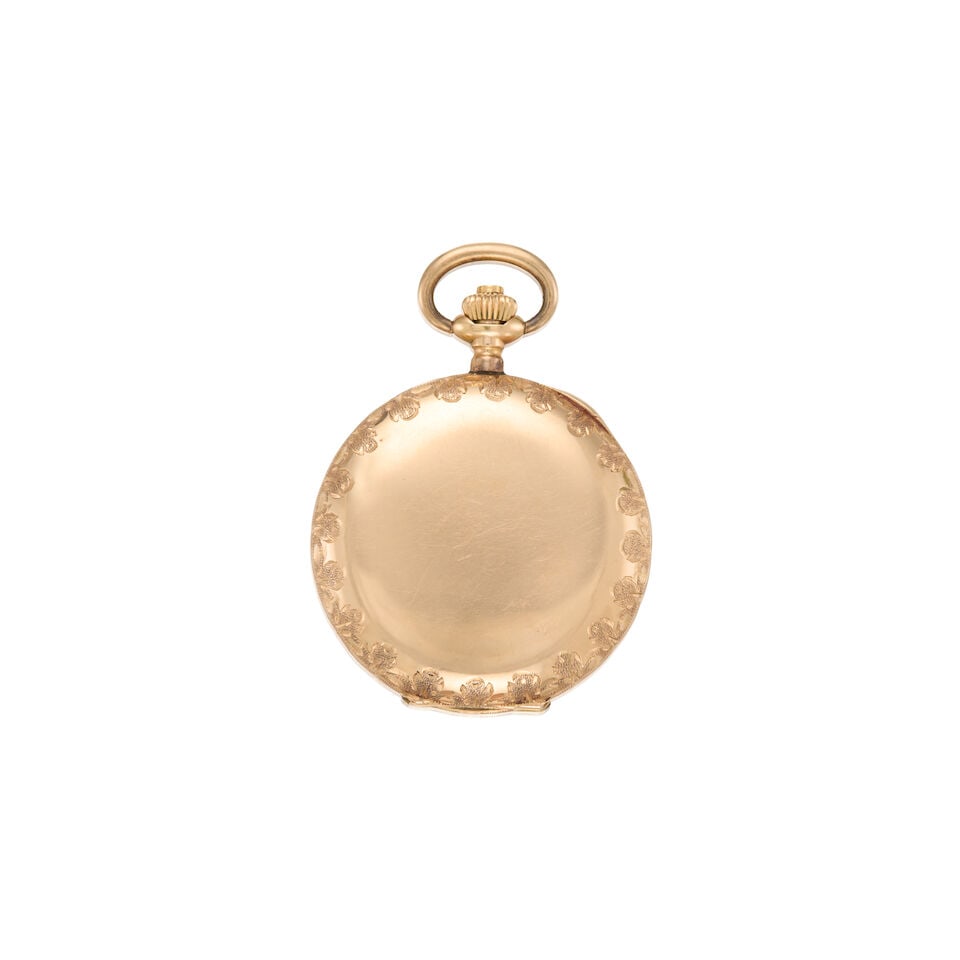 14K GOLD, DIAMOND AND ENAMEL ANTIQUE POCKET WATCH - 2