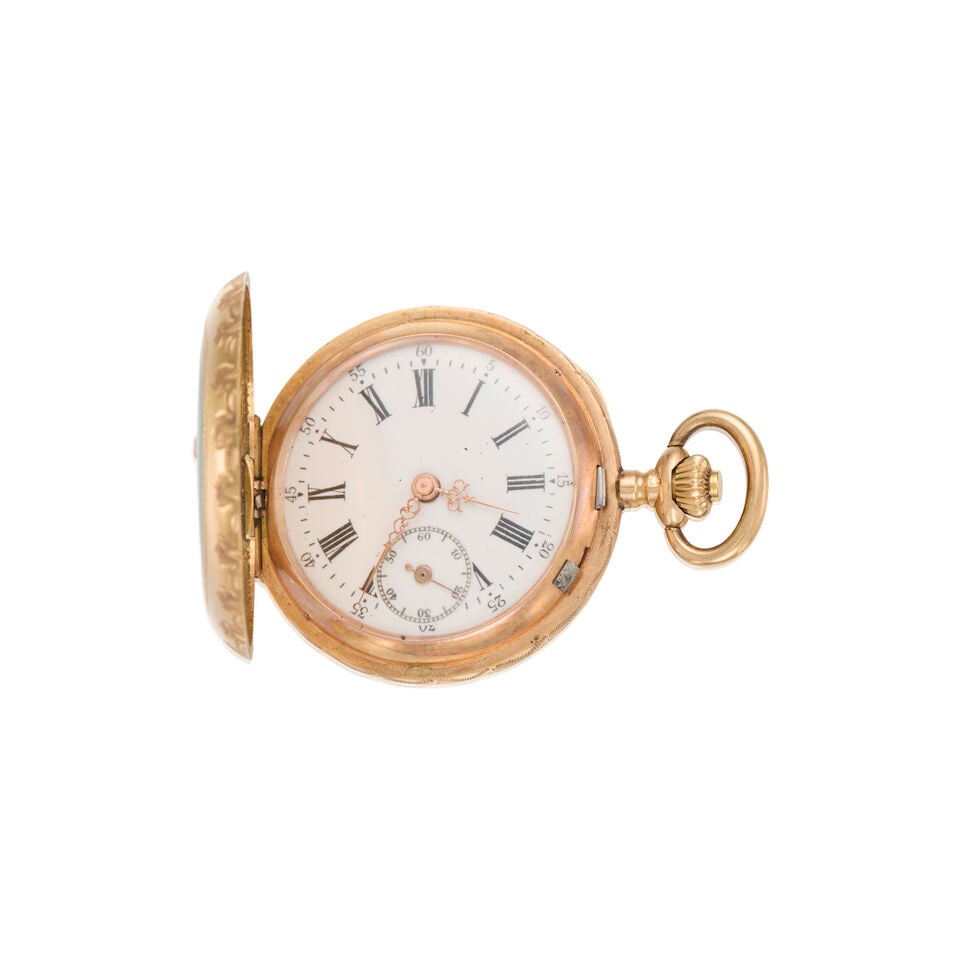 14K GOLD, DIAMOND AND ENAMEL ANTIQUE POCKET WATCH - 3