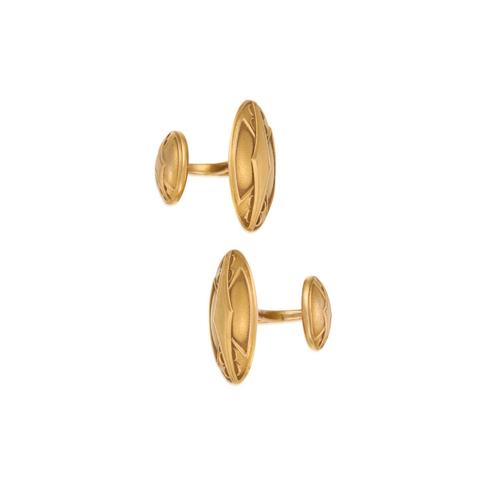ANTIQUE 14K YELLOW GOLD BLOOMED CUFFLINKS - 2