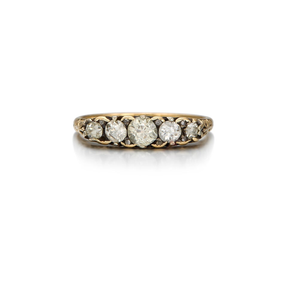 ANTIQUE 18K YELLOW GOLD AND DIAMOND RING (1 of 2)