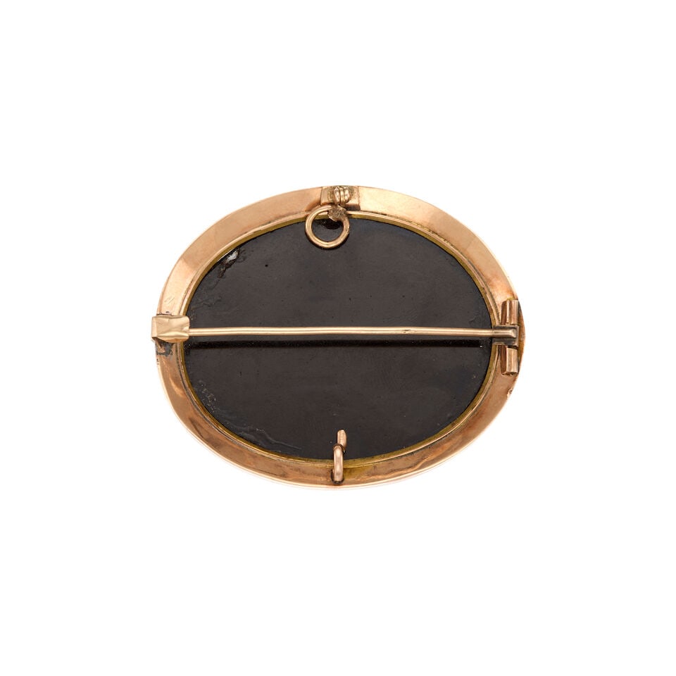14K ROSE GOLD VINTAGE MINI MOSAIC PENDANT BROOCH - 2
