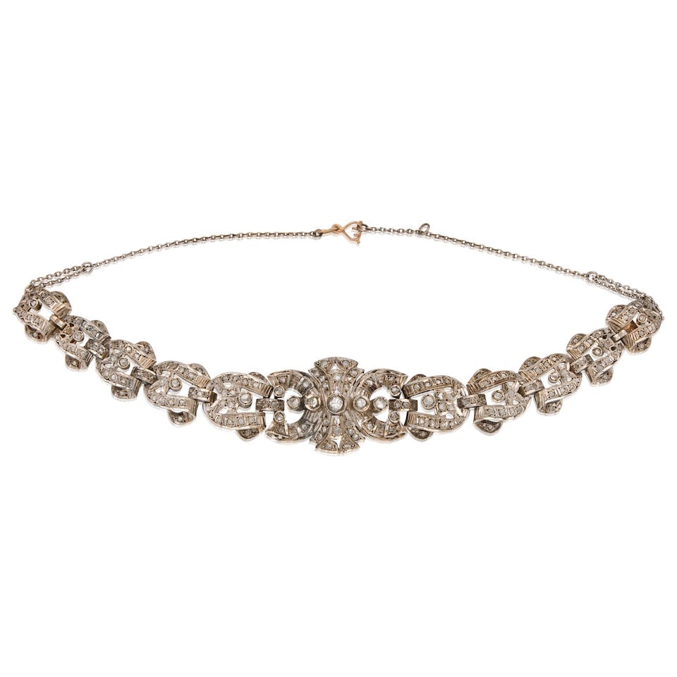 ANTIQUE SILVER AND DIAMOND BRACLET NECKLACE CONVERSION - 3