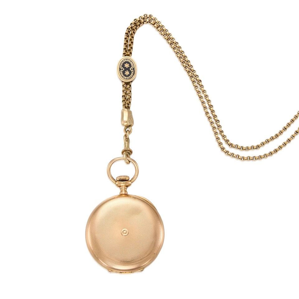 ANTIQUE GOLD POCKETWATCH WITH CHAIN - 2