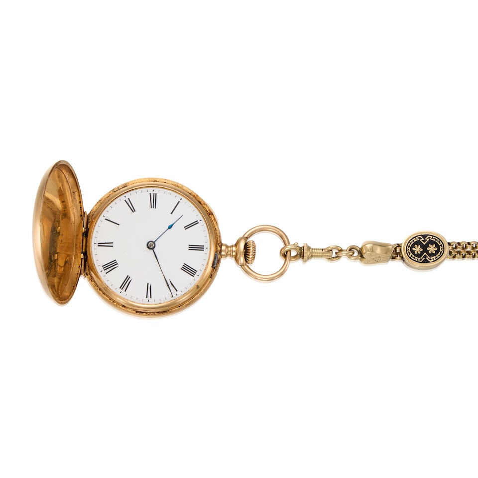 ANTIQUE GOLD POCKETWATCH WITH CHAIN - 3