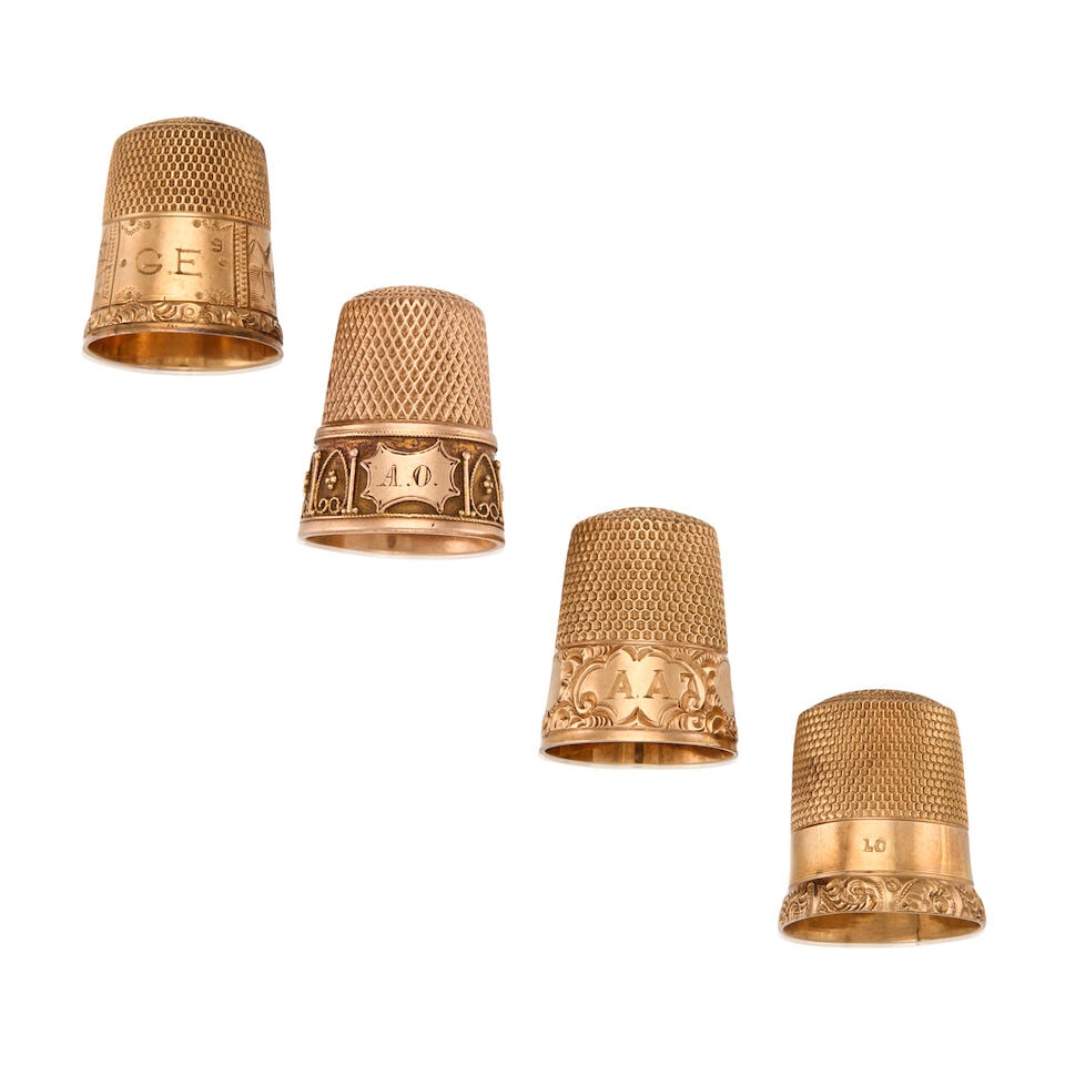 A GROUP OF ANTIQUE GOLD THIMBLES - 2