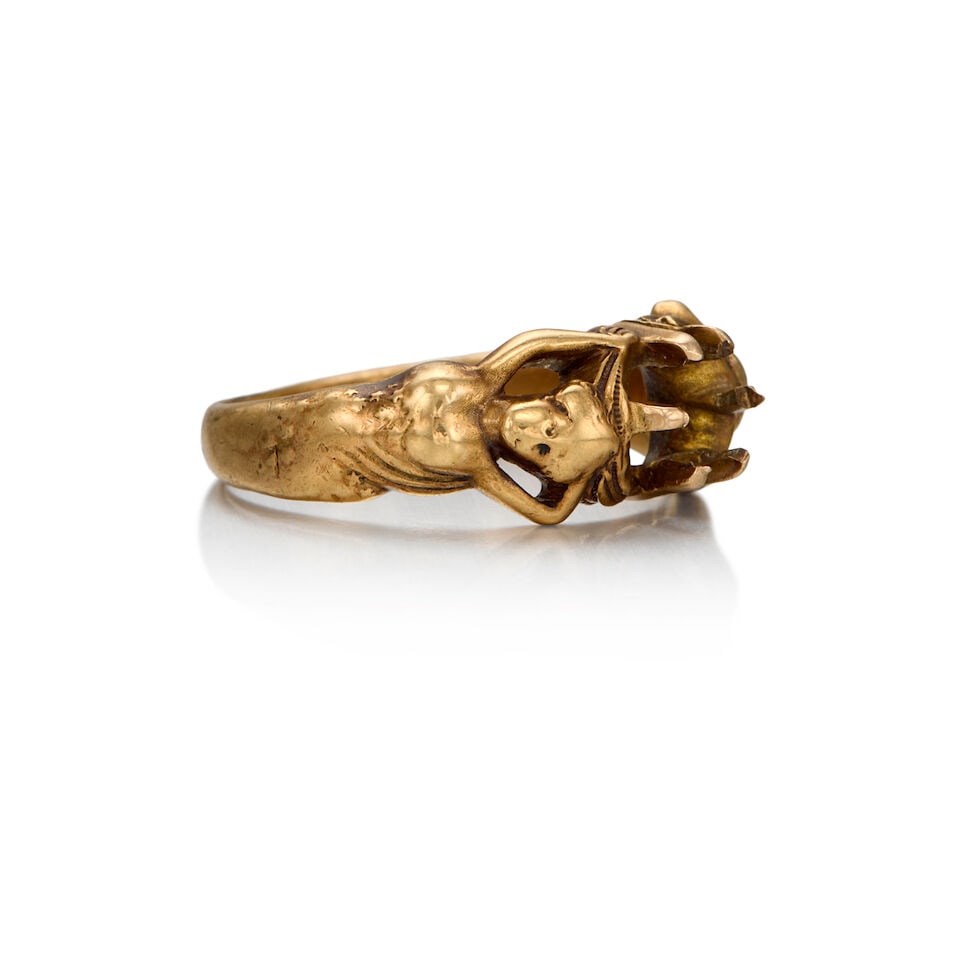 VICTORIAN 14K YELLOW GOLD RING MOUNT - 2