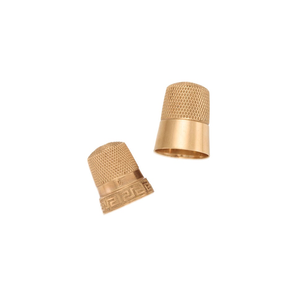 TWO ANTIQUE 14K YELLOW GOLD THIMBLES - 2