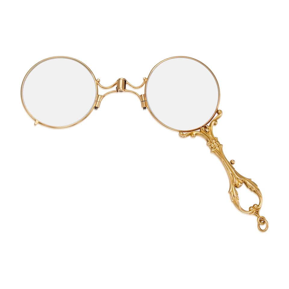 ANTIQUE 14K YELLOW GOLD LORGNETTE PENDANT - 2