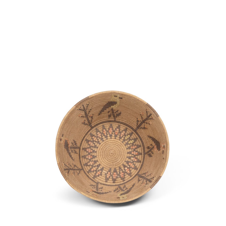 A Panamint Shoshone (Timbisha) polychrome pictorial basket, attributed to Mary Wrinkle - 2