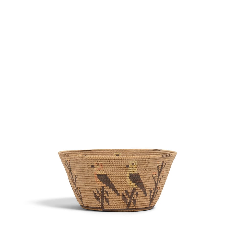A Panamint Shoshone (Timbisha) polychrome pictorial basket, attributed to Mary Wrinkle - 3