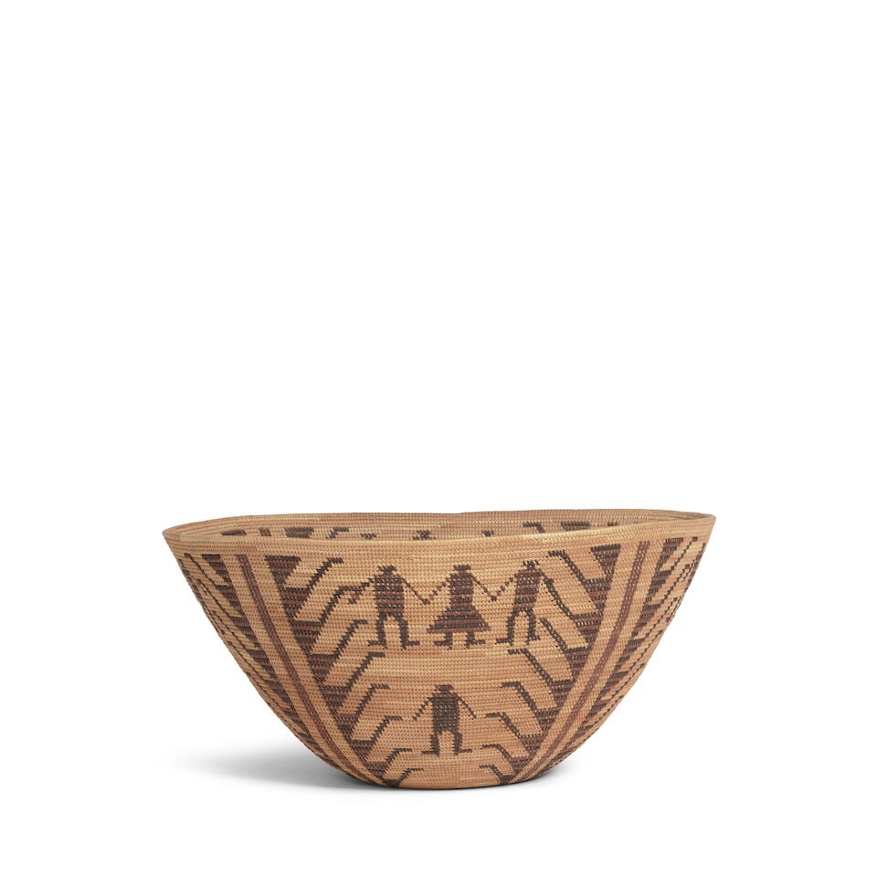 A Lucy Pete Fisher, Choinumne Yokuts polychrome pictorial basket - 2