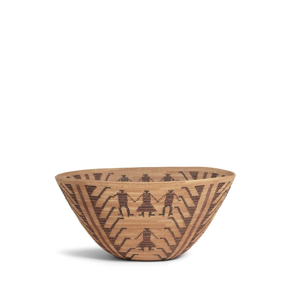 A Lucy Pete Fisher, Choinumne Yokuts polychrome pictorial basket - 3